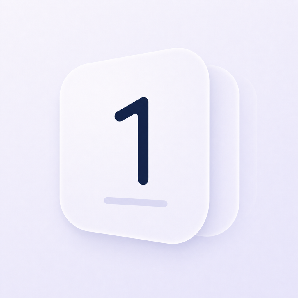 NOTE1 原创 App 图标：层叠卡片与数字 1